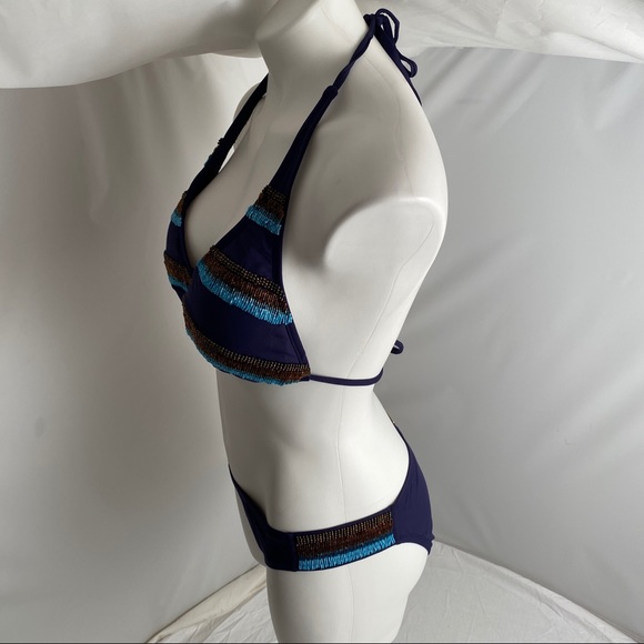 Hermanny by Vix navy and brown beaded bikini 12 - Picture 4 of 15